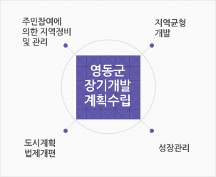 영동군 장기개발 계획수립 - 주민참여에 의한 지역 정비 및 관리, 지역 균형 개발, 성장관리, 도시계획 법제개편